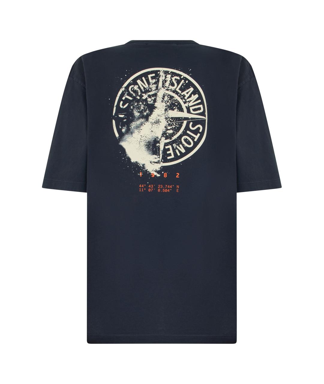 STONE ISLAND Синяя хлопковая футболка, фото 2