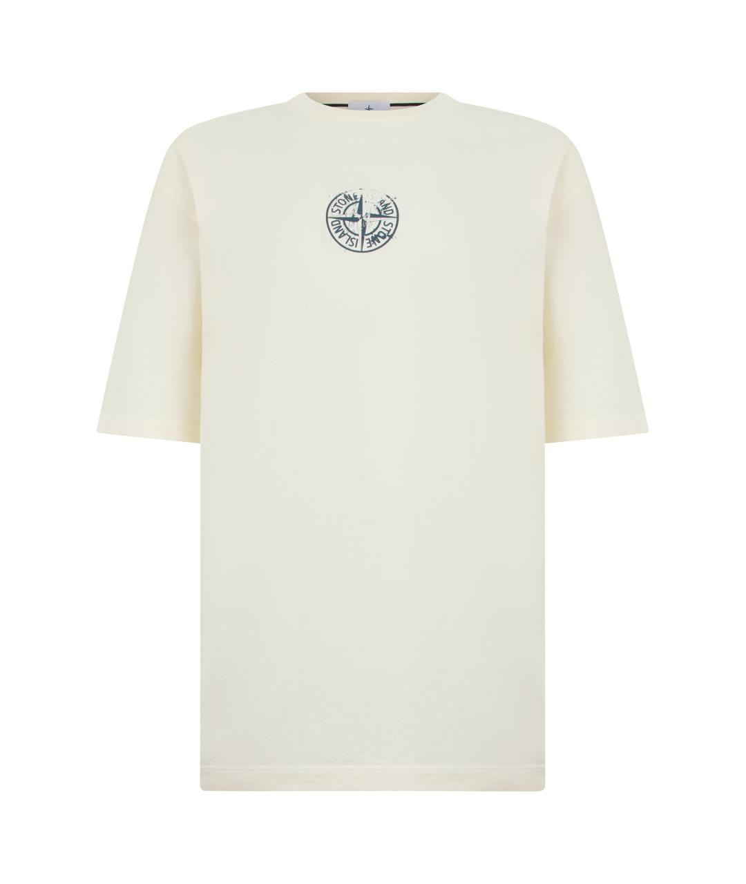 STONE ISLAND Бежевая хлопковая футболка, фото 1