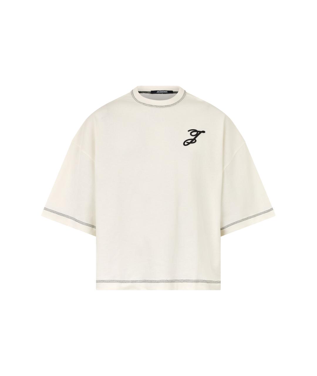 JACQUEMUS Бежевая хлопковая футболка, фото 1