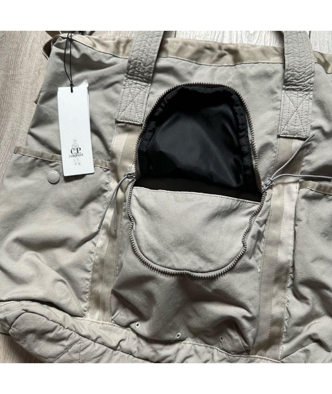 CP COMPANY Бежевая синтетическая сумка тоут, фото 5