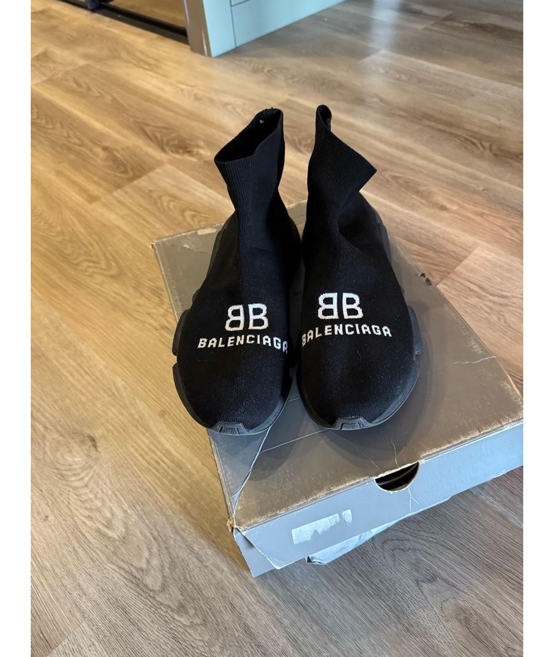BALENCIAGA Черные текстильные высокие кроссовки / кеды, фото 8