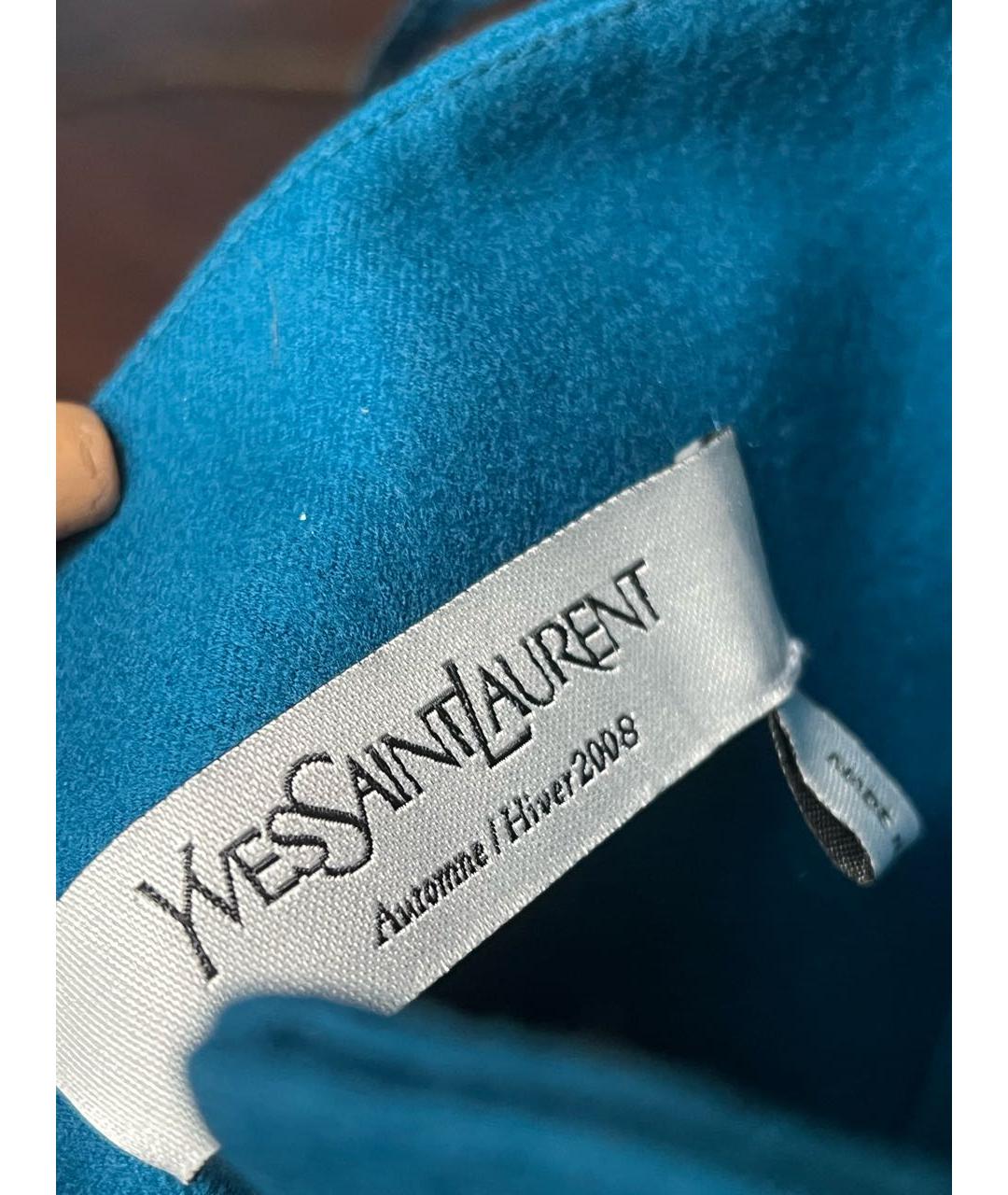 SAINT LAURENT Синее шерстяное коктейльное платье, фото 3