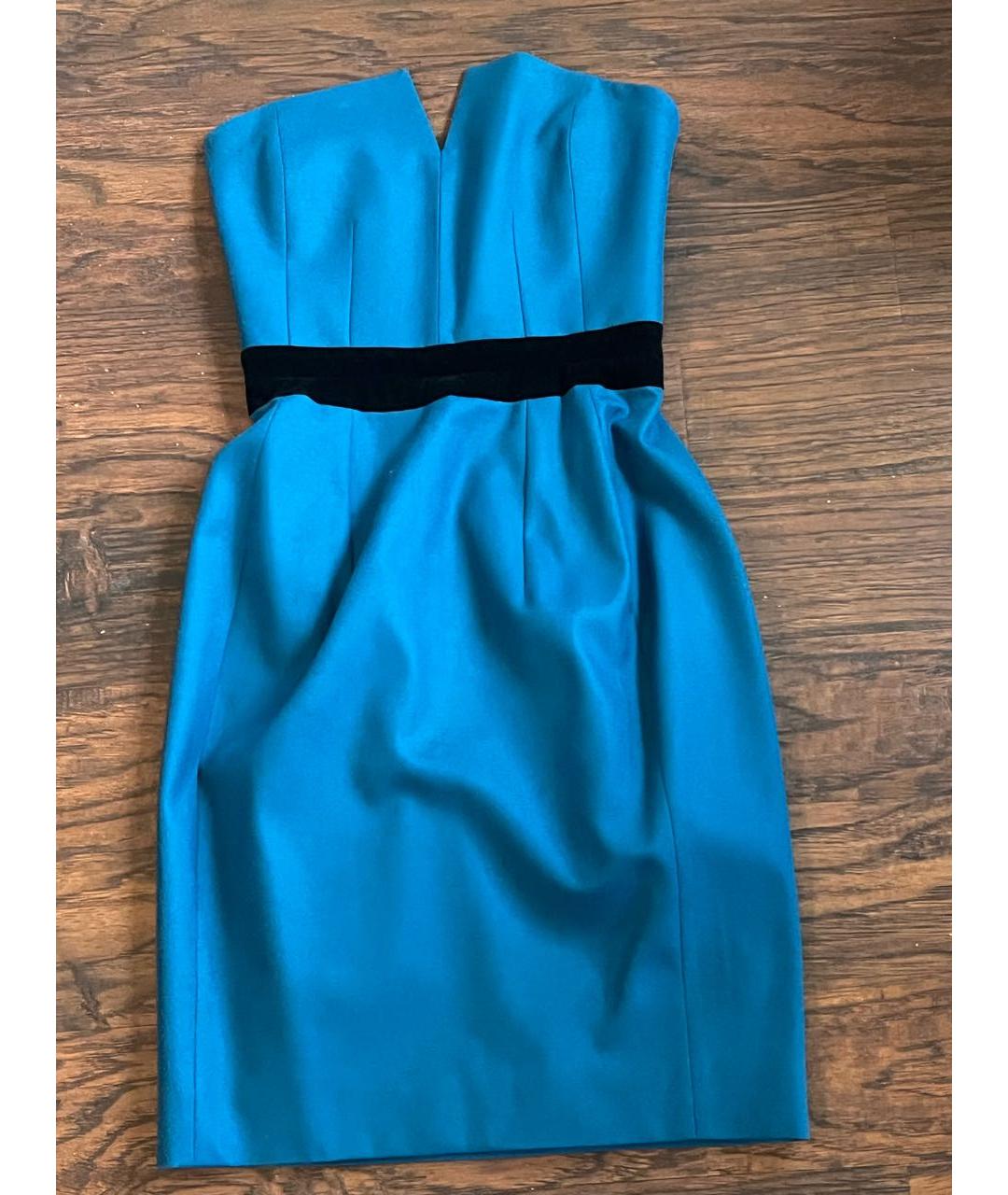 SAINT LAURENT Синее шерстяное коктейльное платье, фото 6