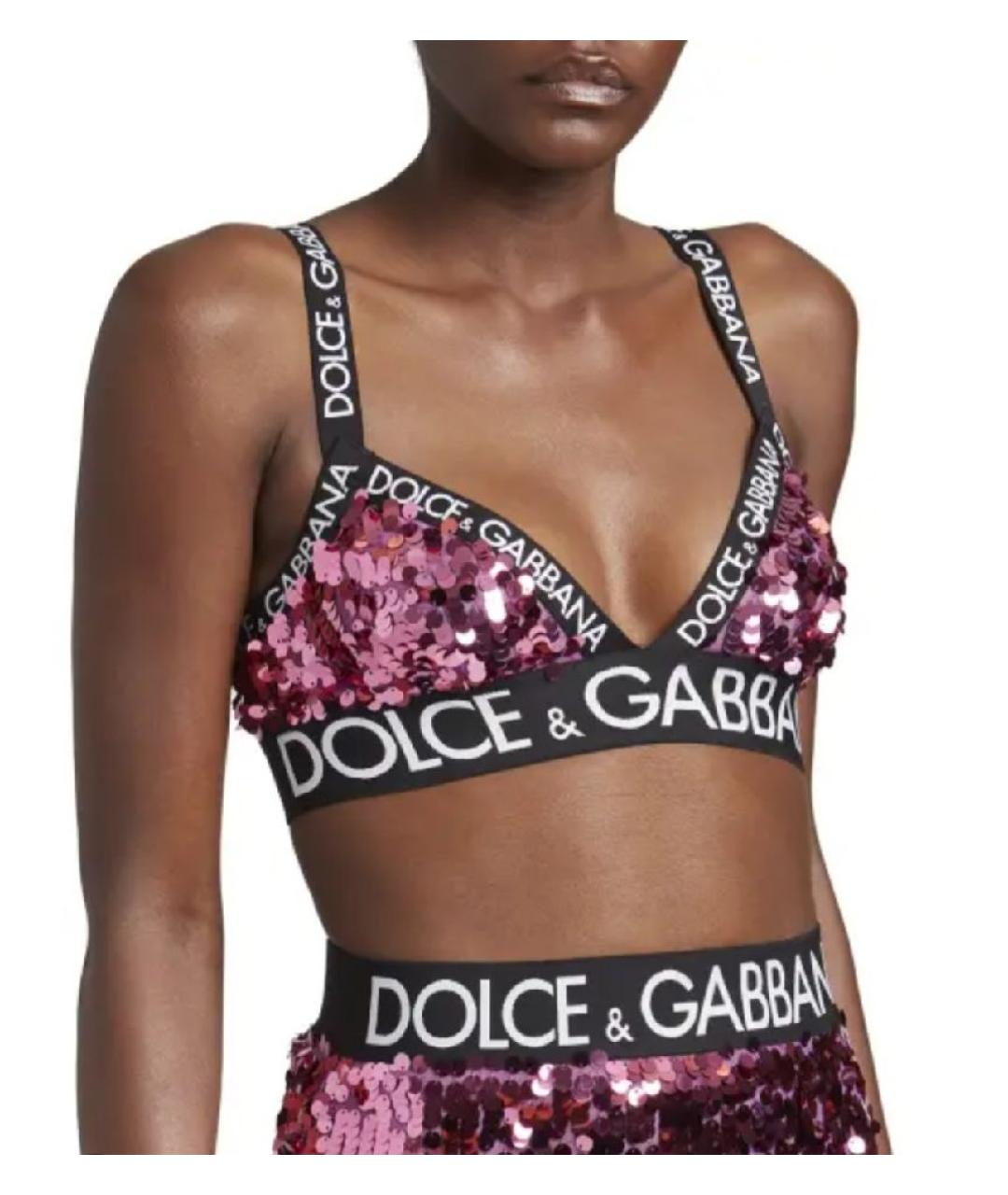 DOLCE&GABBANA Фуксия полиэстеровая майка, фото 8