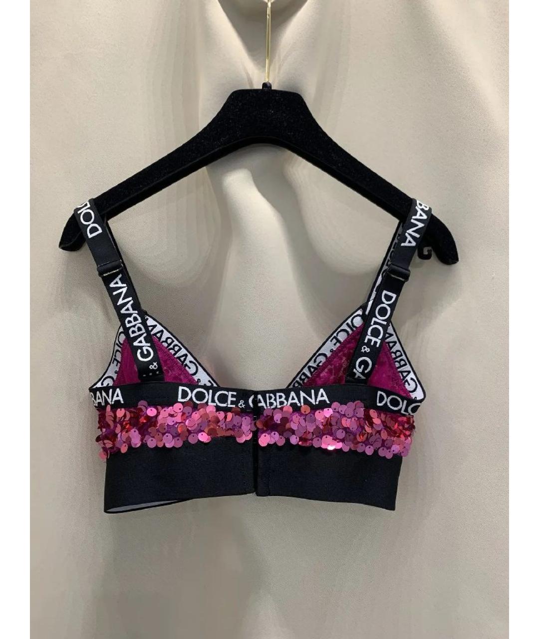 DOLCE&GABBANA Фуксия полиэстеровая майка, фото 3