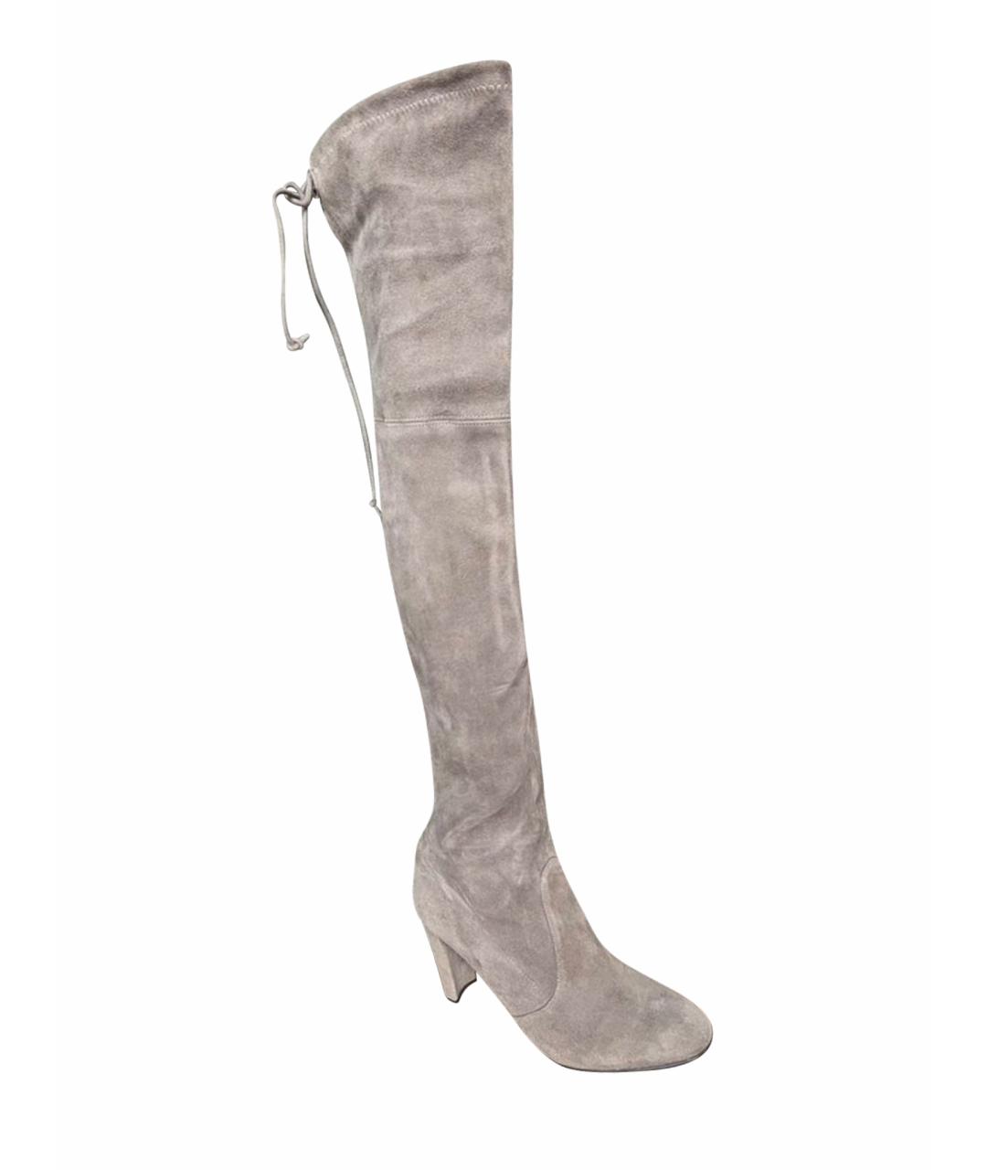 STUART WEITZMAN Бежевые замшевые ботфорты, фото 1