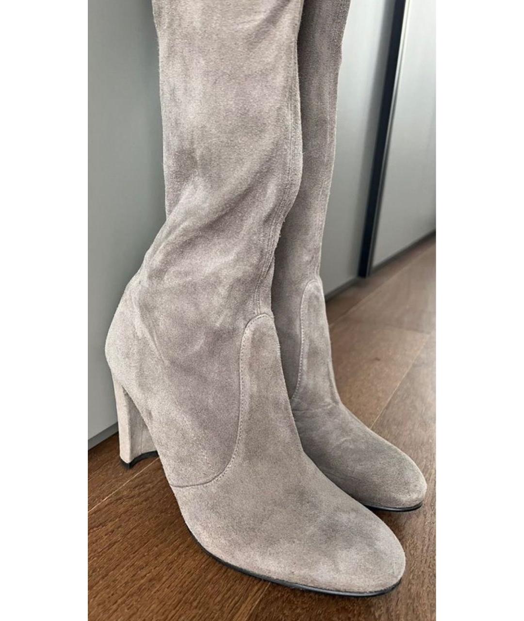 STUART WEITZMAN Бежевые замшевые ботфорты, фото 3