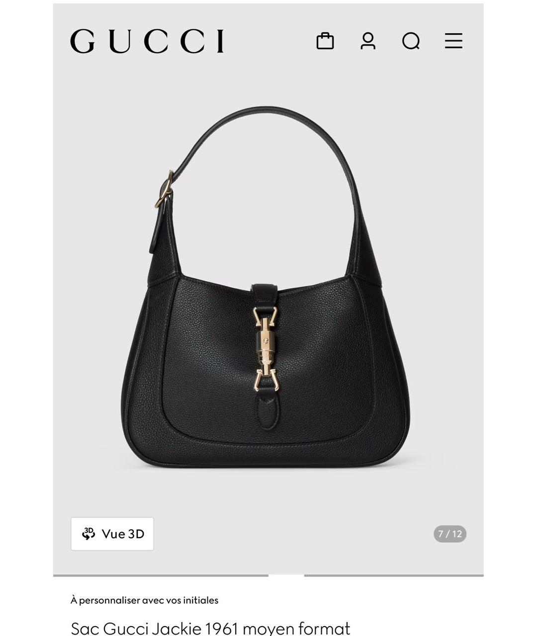 GUCCI Черная кожаная сумка тоут, фото 5