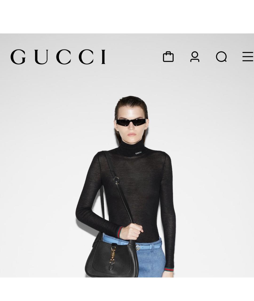 GUCCI Черная кожаная сумка тоут, фото 2