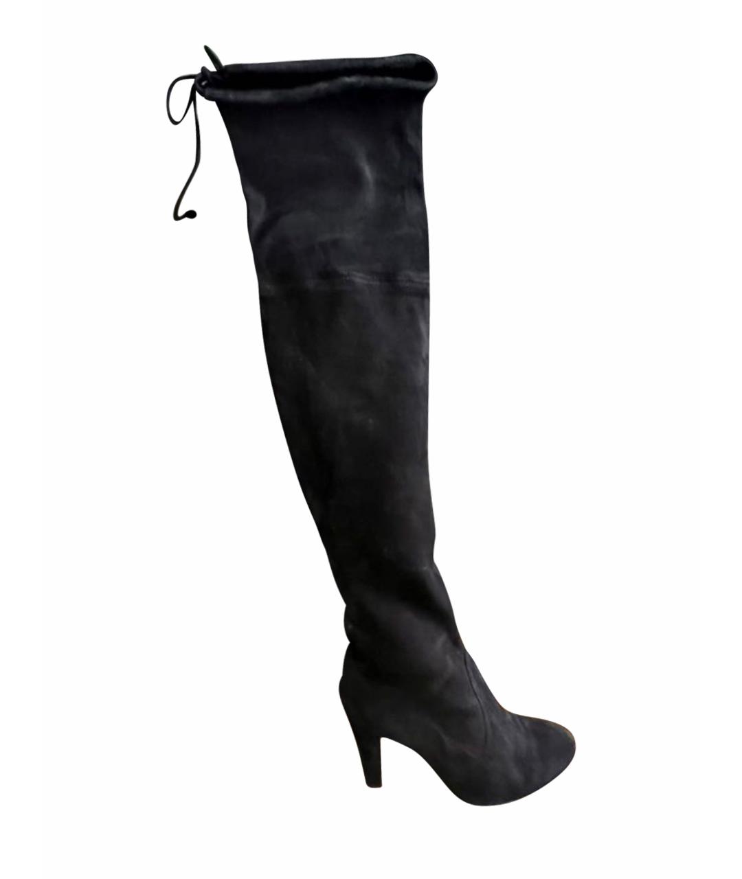STUART WEITZMAN Черные замшевые ботфорты, фото 1