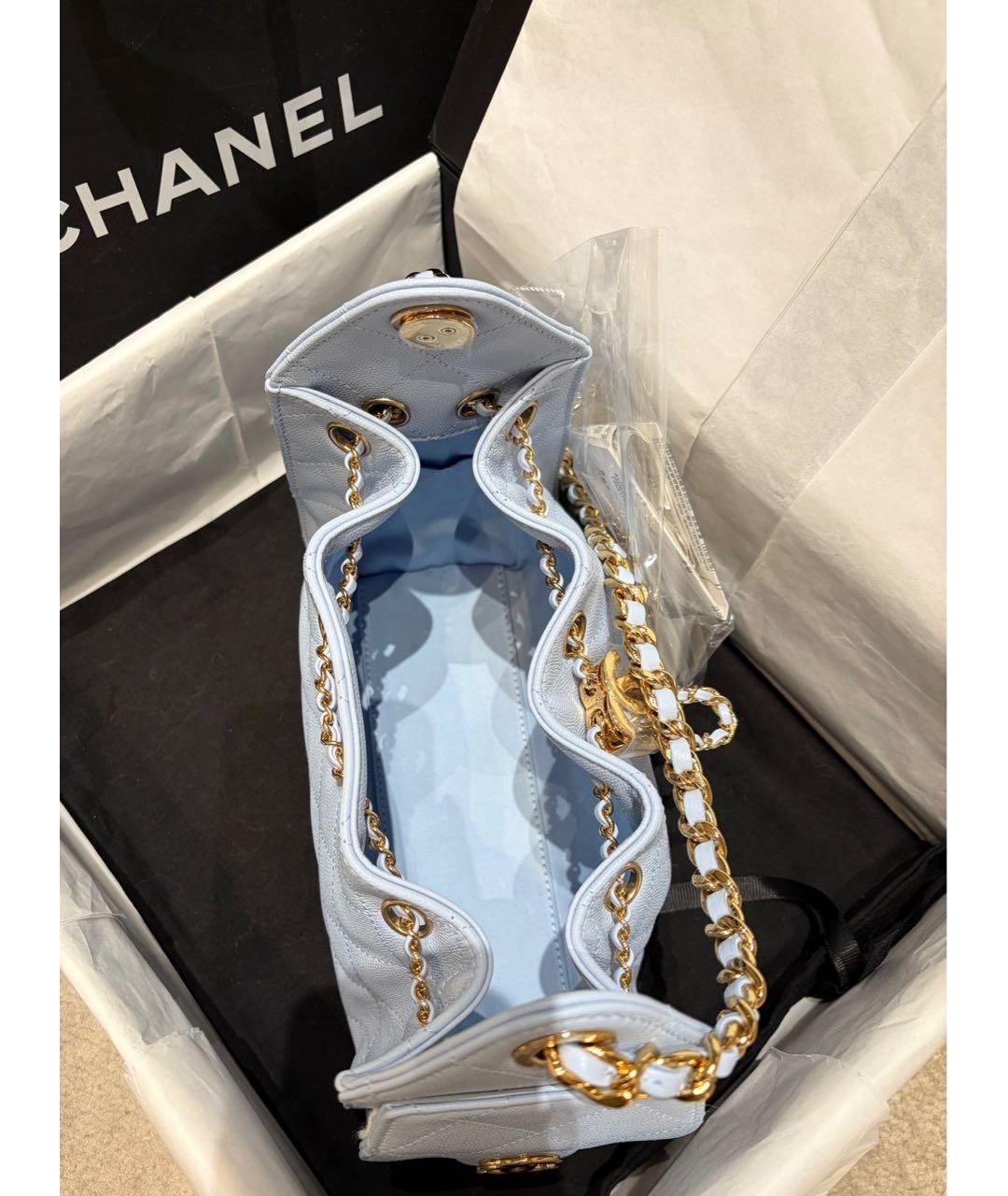 CHANEL Голубая кожаная сумка через плечо, фото 6