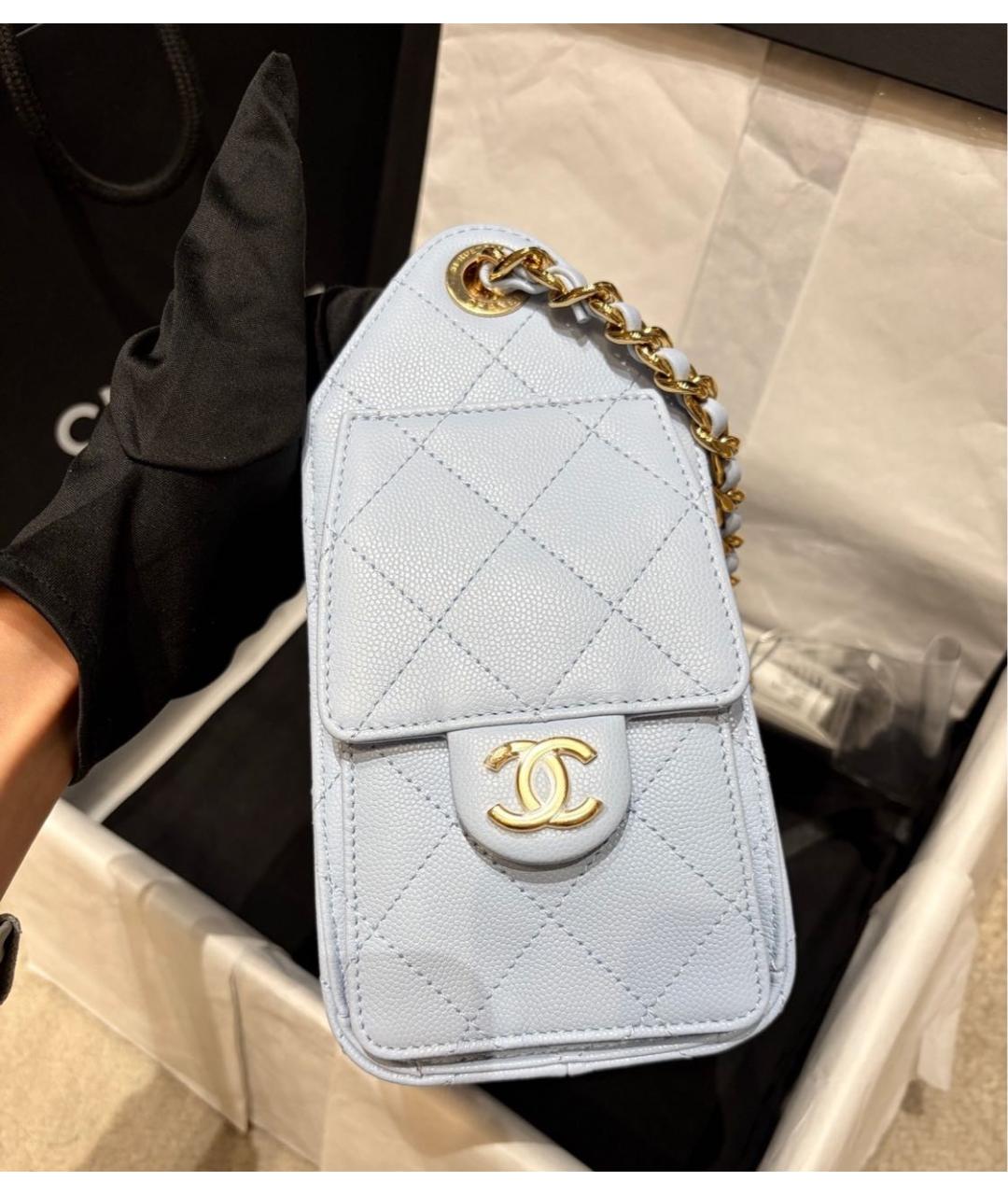 CHANEL Голубая кожаная сумка через плечо, фото 7