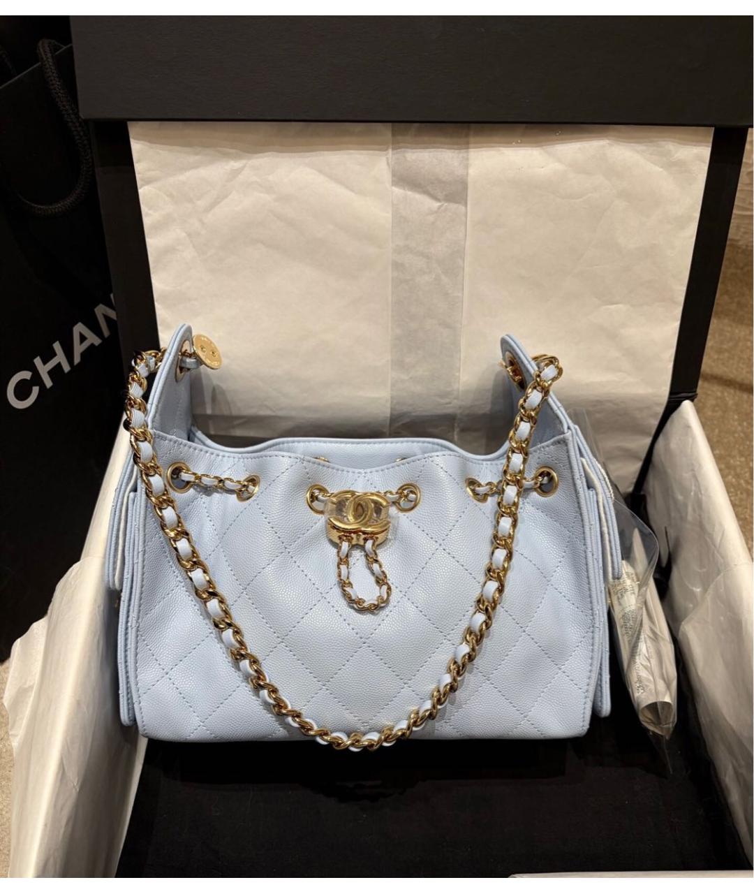 CHANEL Голубая кожаная сумка через плечо, фото 2