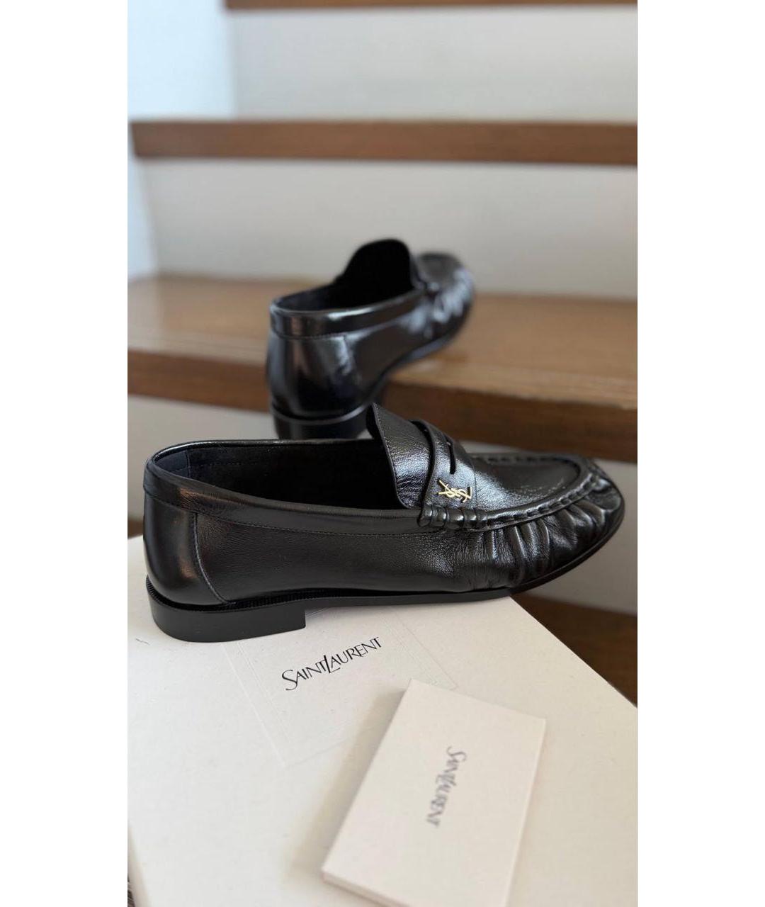 SAINT LAURENT Черные кожаные лоферы, фото 3