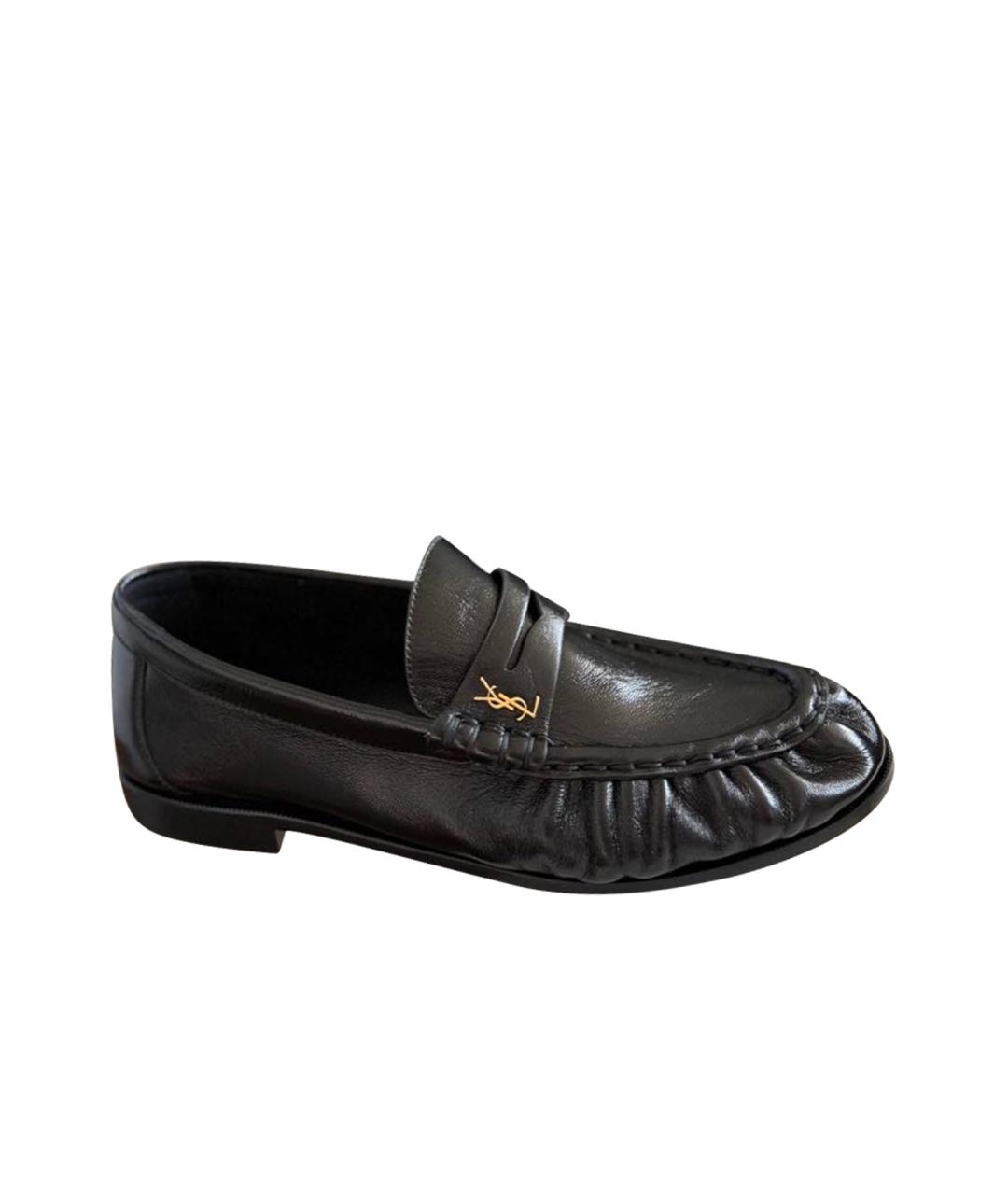 SAINT LAURENT Черные кожаные лоферы, фото 1