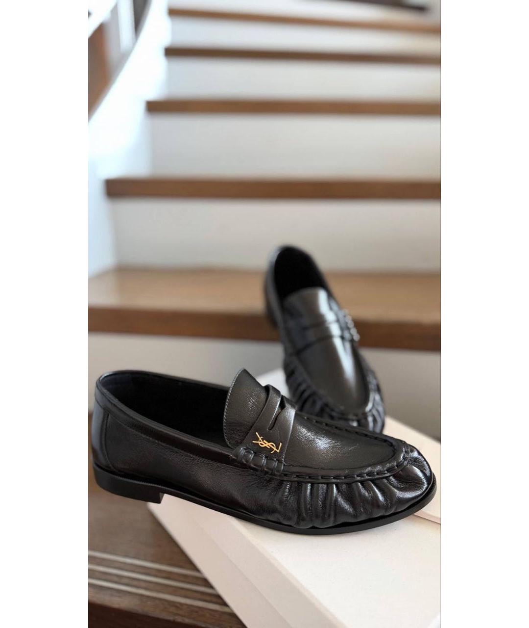SAINT LAURENT Черные кожаные лоферы, фото 5