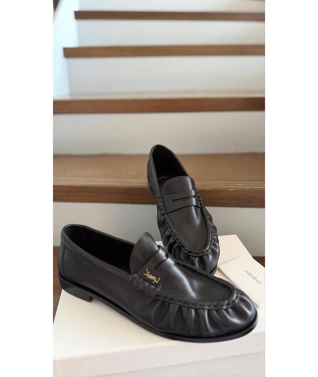 SAINT LAURENT Черные кожаные лоферы, фото 2