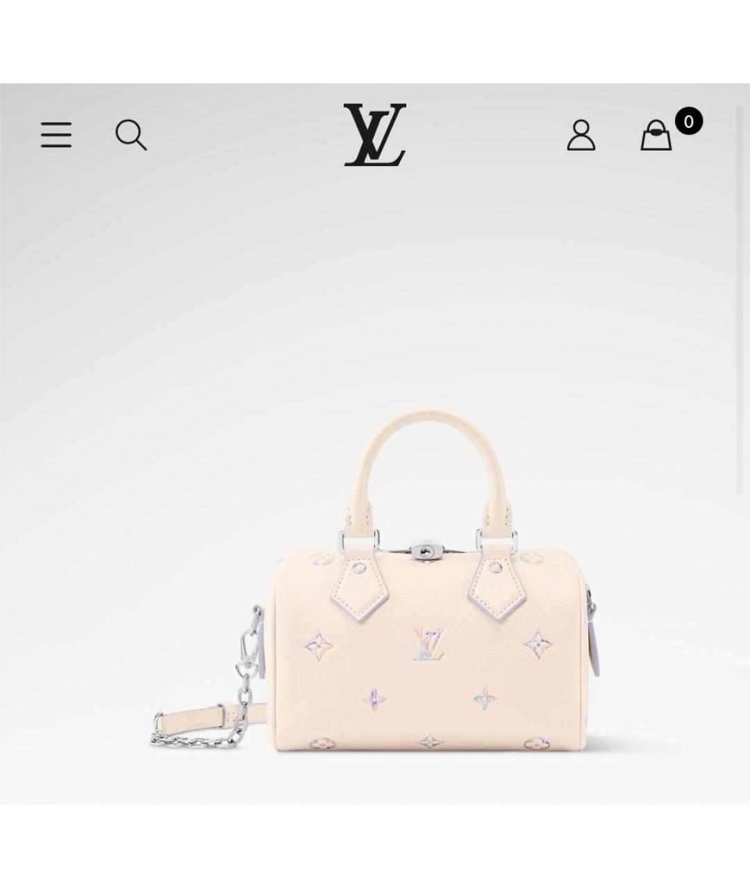 LOUIS VUITTON Белая кожаная сумка с короткими ручками, фото 5