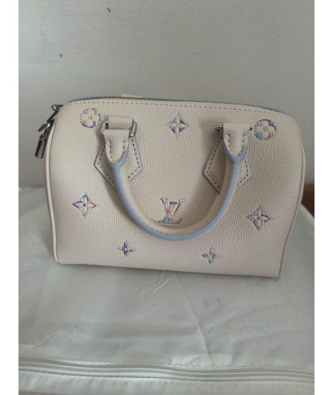 LOUIS VUITTON Белая кожаная сумка с короткими ручками, фото 3
