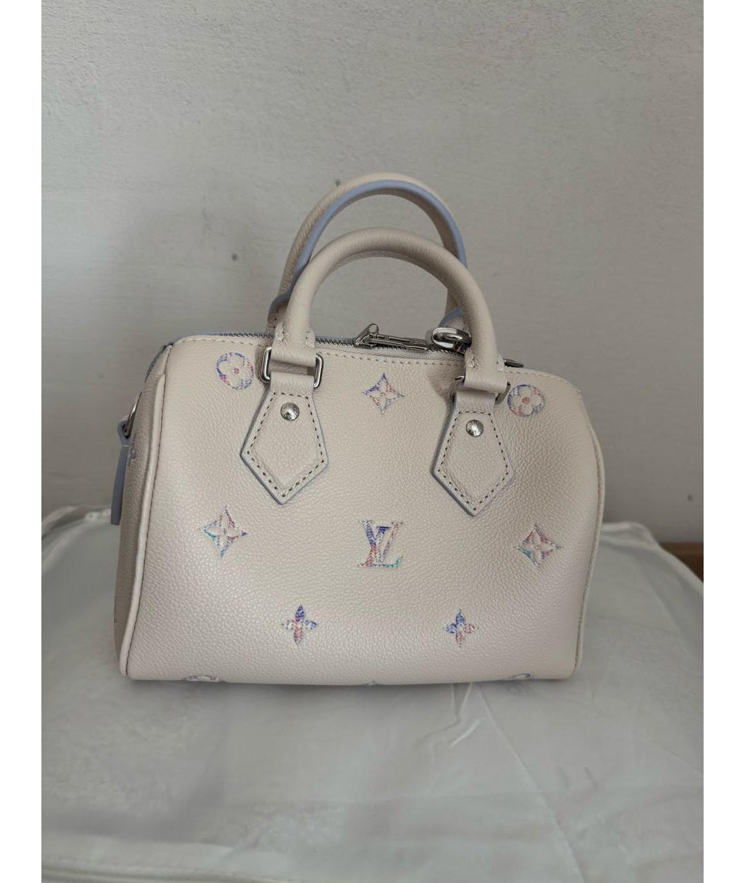 LOUIS VUITTON Белая кожаная сумка с короткими ручками, фото 6