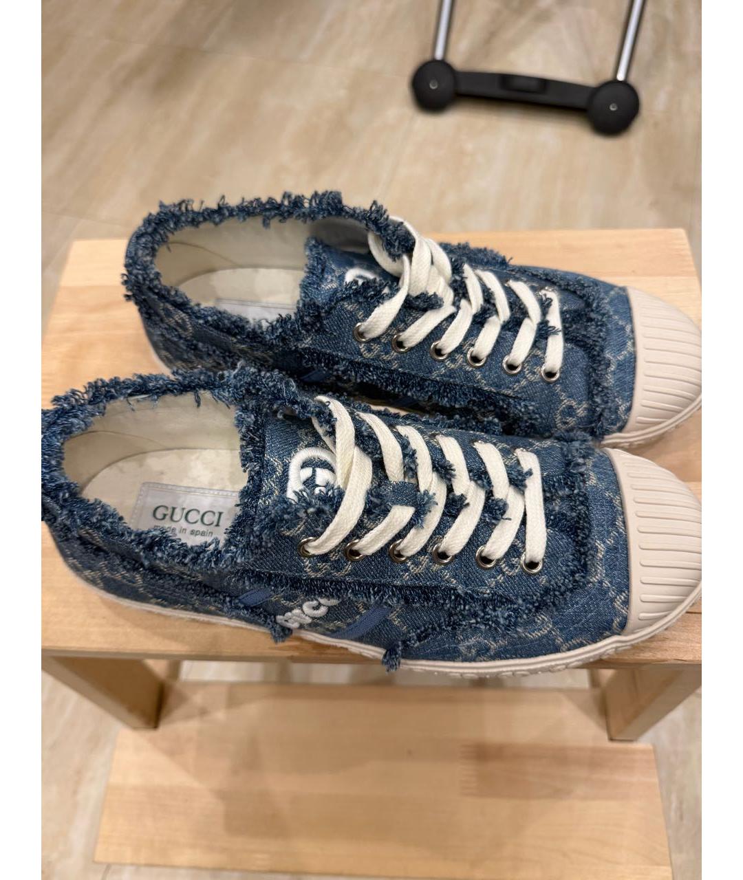 GUCCI Синие текстильные кеды, фото 4
