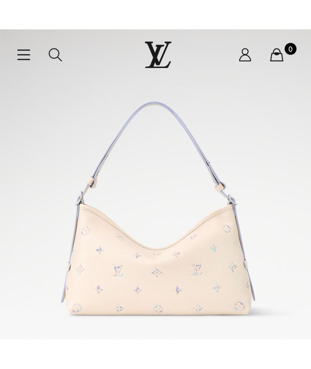 LOUIS VUITTON Белая кожаная сумка с короткими ручками, фото 6