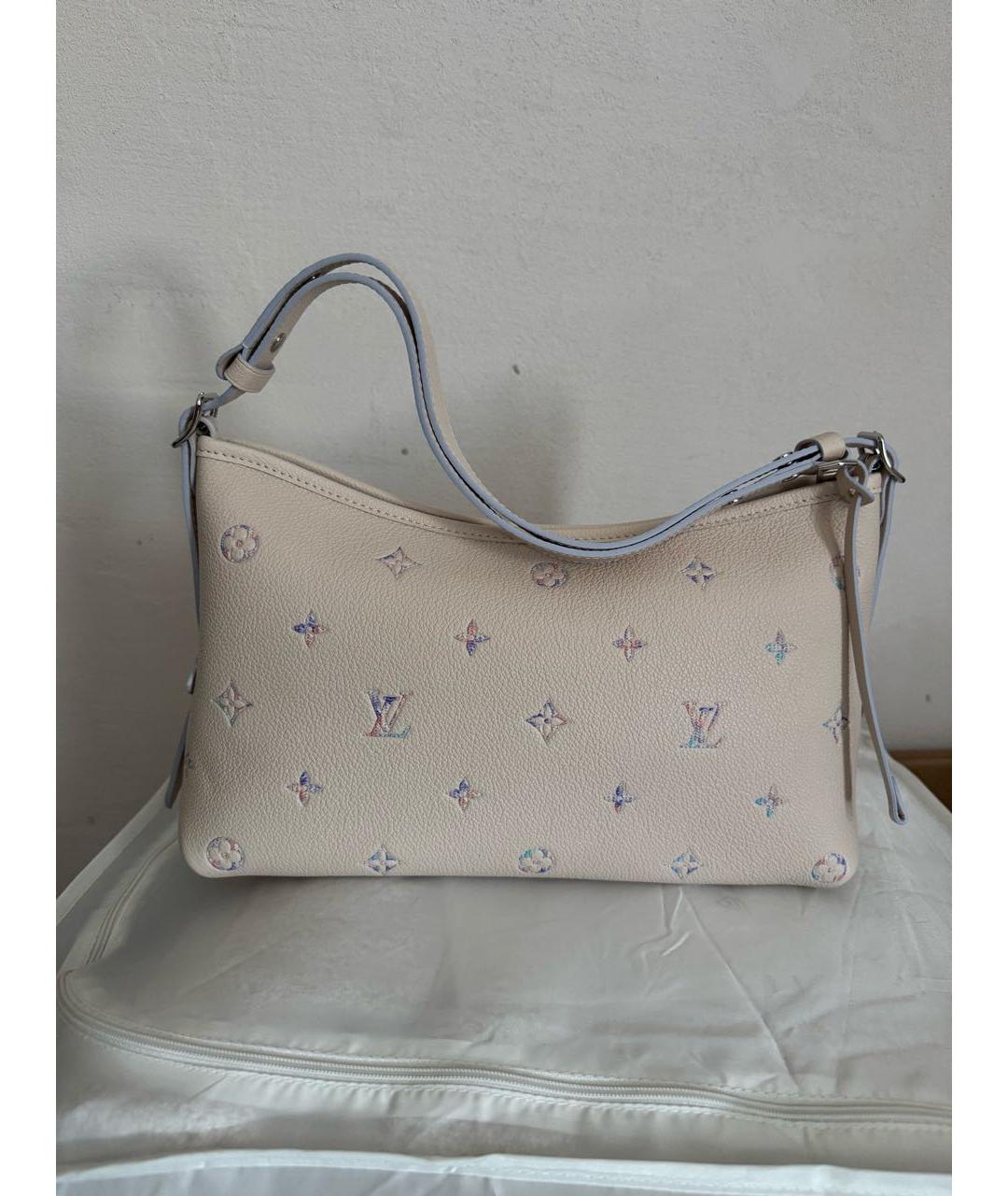 LOUIS VUITTON Белая кожаная сумка с короткими ручками, фото 2