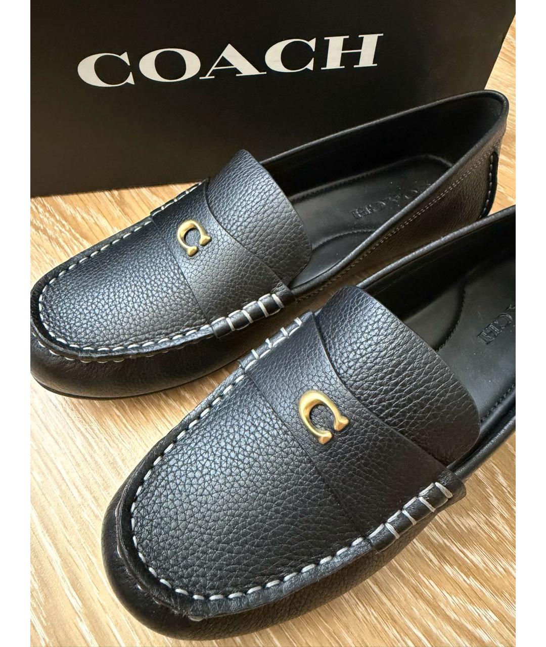 COACH Черные кожаные мокасины, фото 8