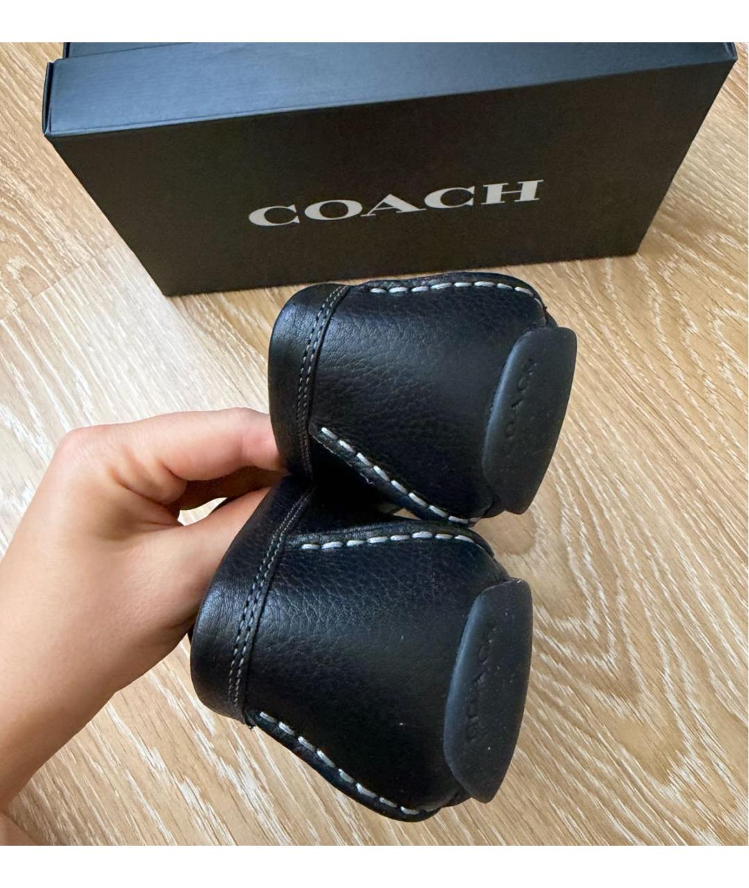 COACH Черные кожаные мокасины, фото 3
