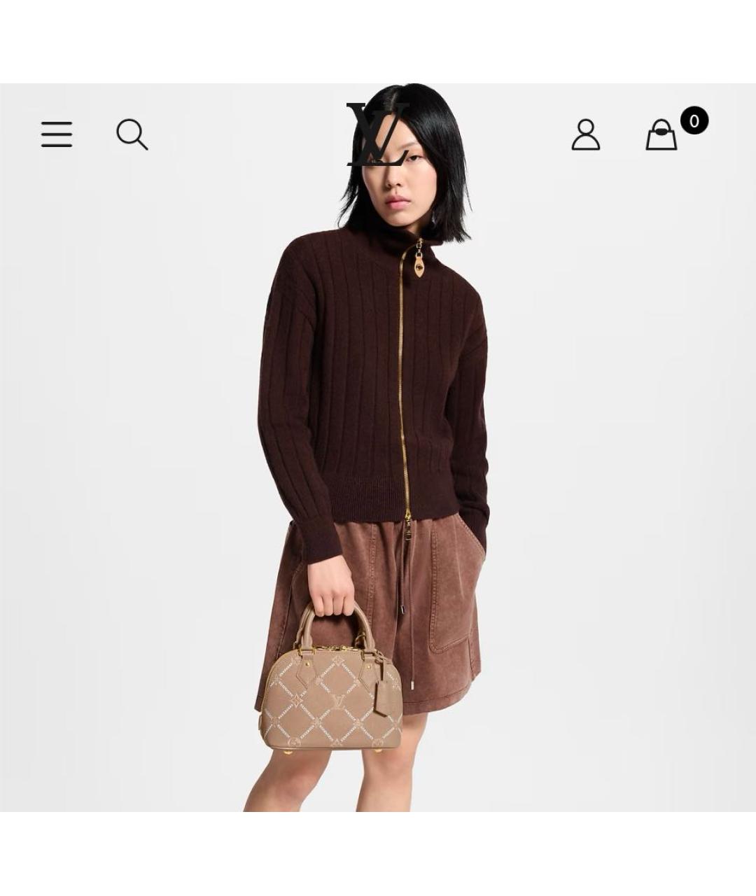 LOUIS VUITTON Бежевая кожаная сумка с короткими ручками, фото 6