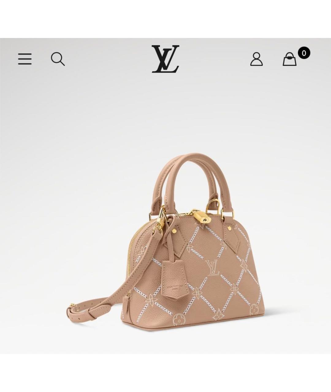 LOUIS VUITTON Бежевая кожаная сумка с короткими ручками, фото 8
