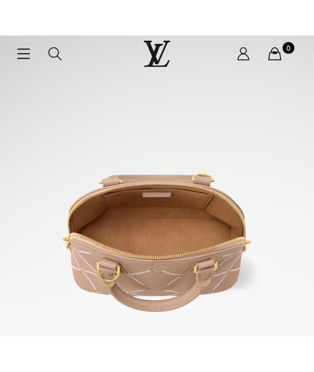 LOUIS VUITTON Бежевая кожаная сумка с короткими ручками, фото 7