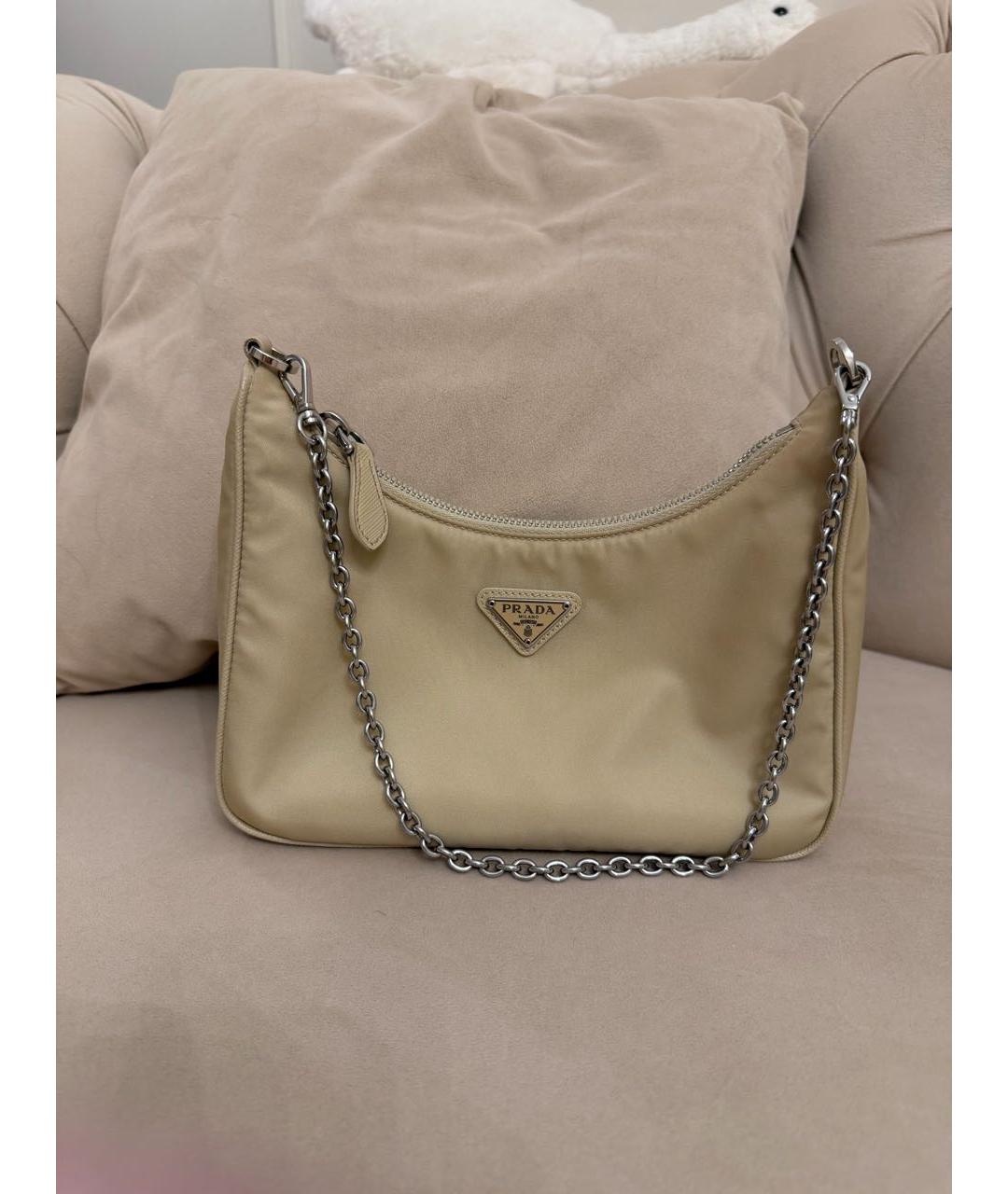 PRADA Бежевая нейлоновая сумка через плечо, фото 2