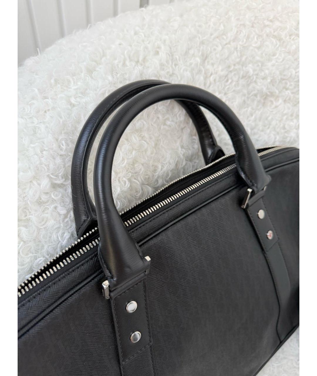 CHRISTIAN DIOR Черный кожаный портфель, фото 3