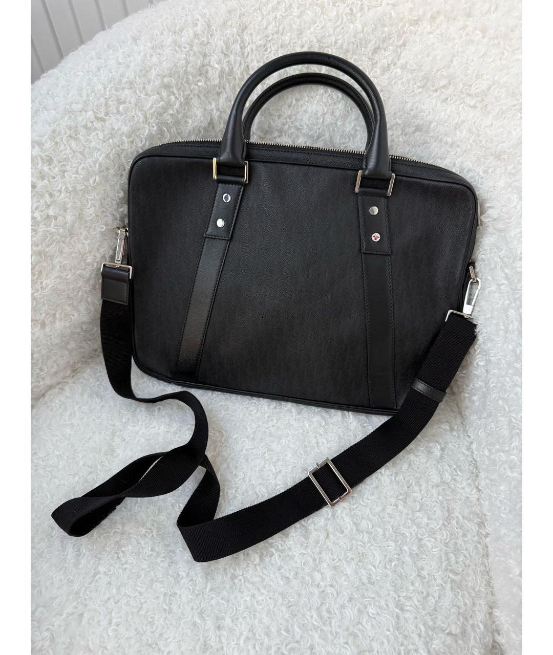 CHRISTIAN DIOR Черный кожаный портфель, фото 8