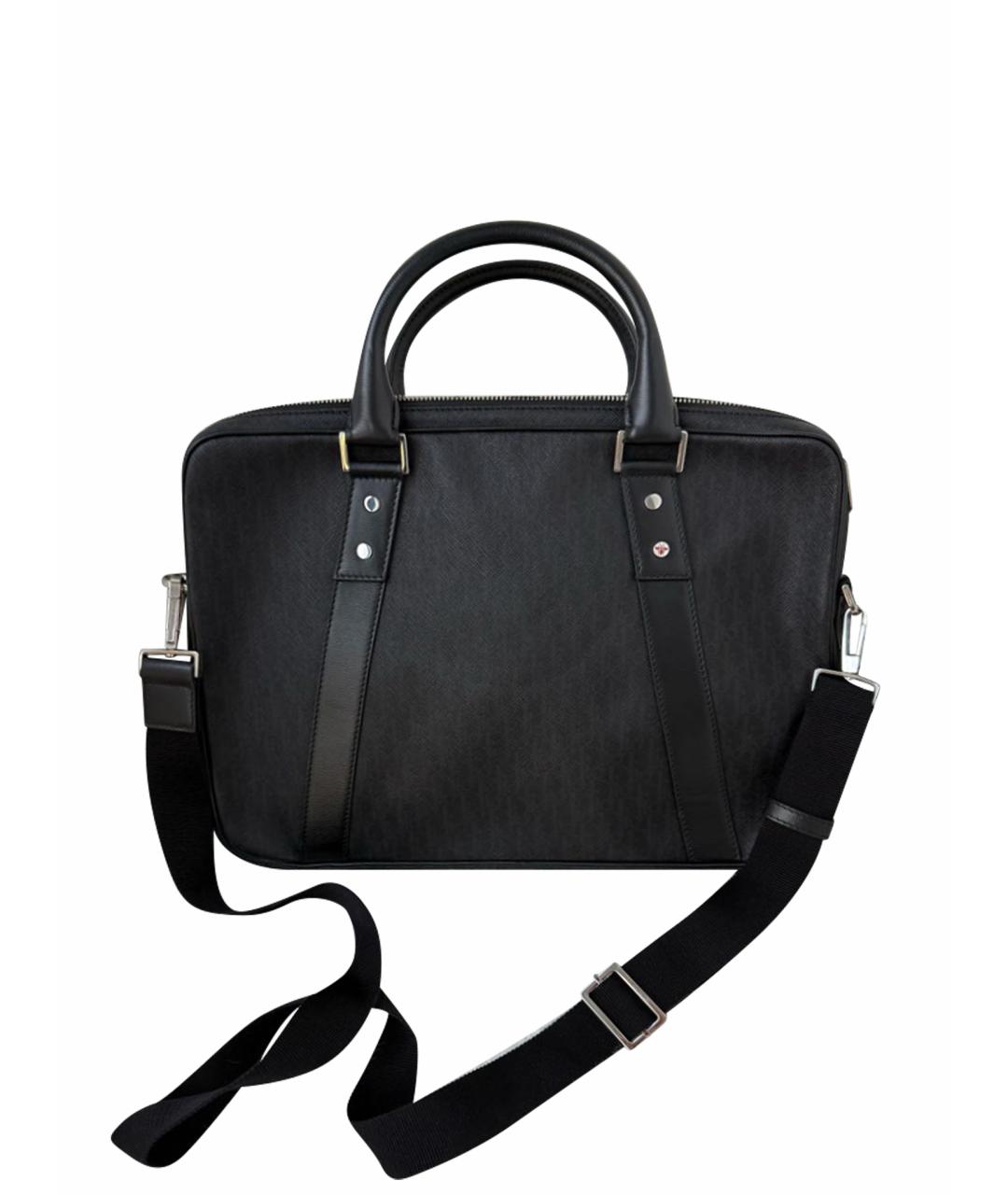 CHRISTIAN DIOR Черный кожаный портфель, фото 1