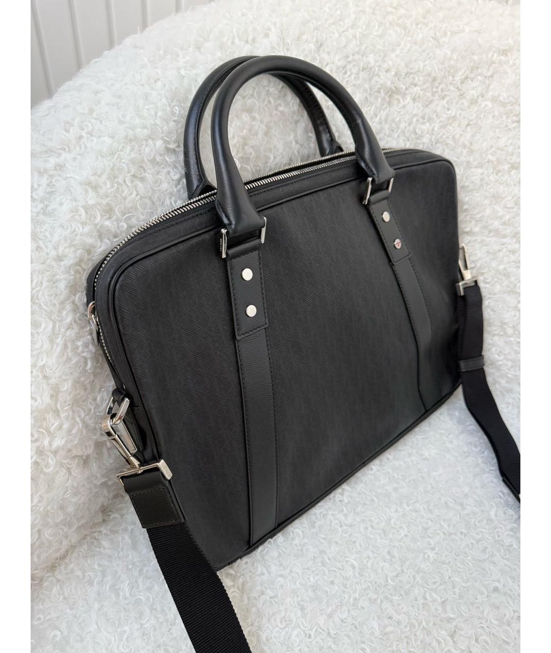 CHRISTIAN DIOR Черный кожаный портфель, фото 2