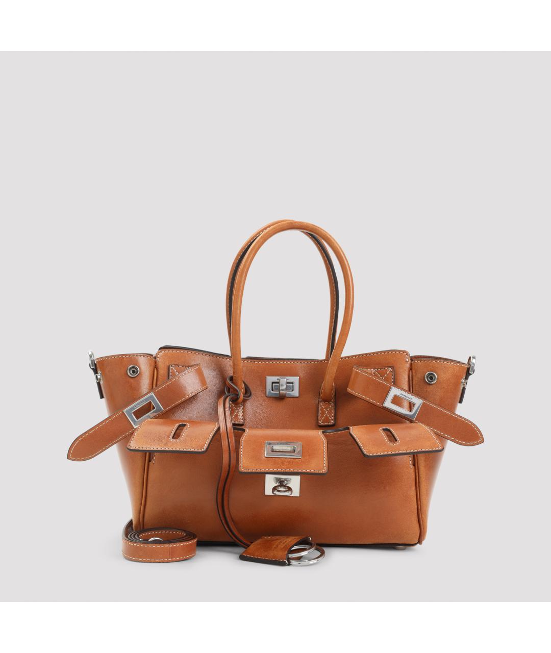 BALENCIAGA Коричневая кожаная сумка тоут, фото 2