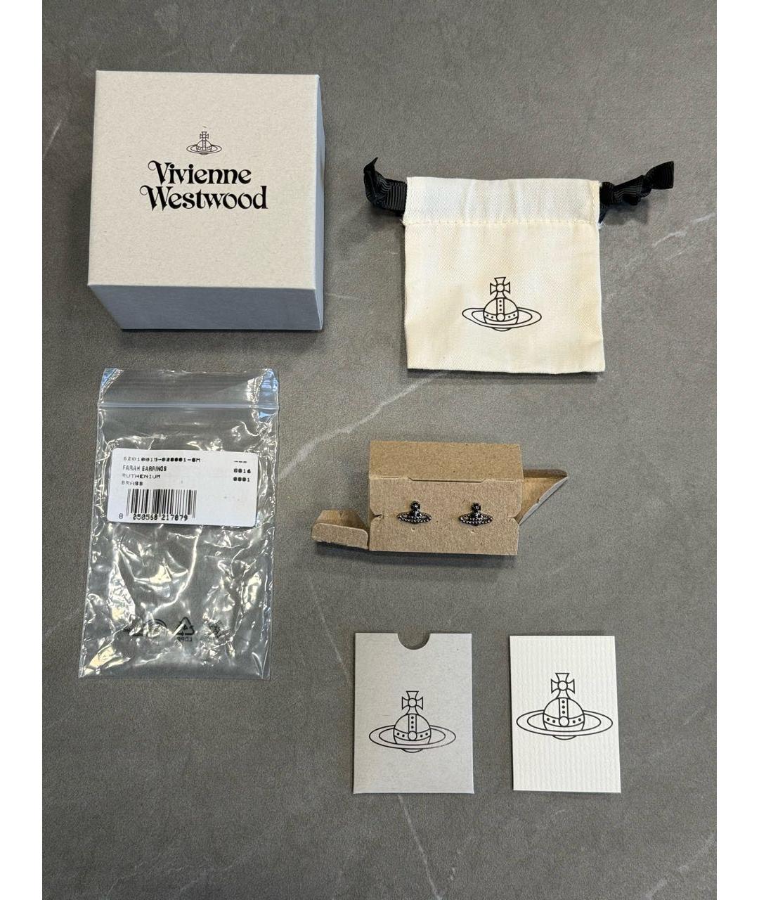 VIVIENNE WESTWOOD Черные латунные серьги, фото 5