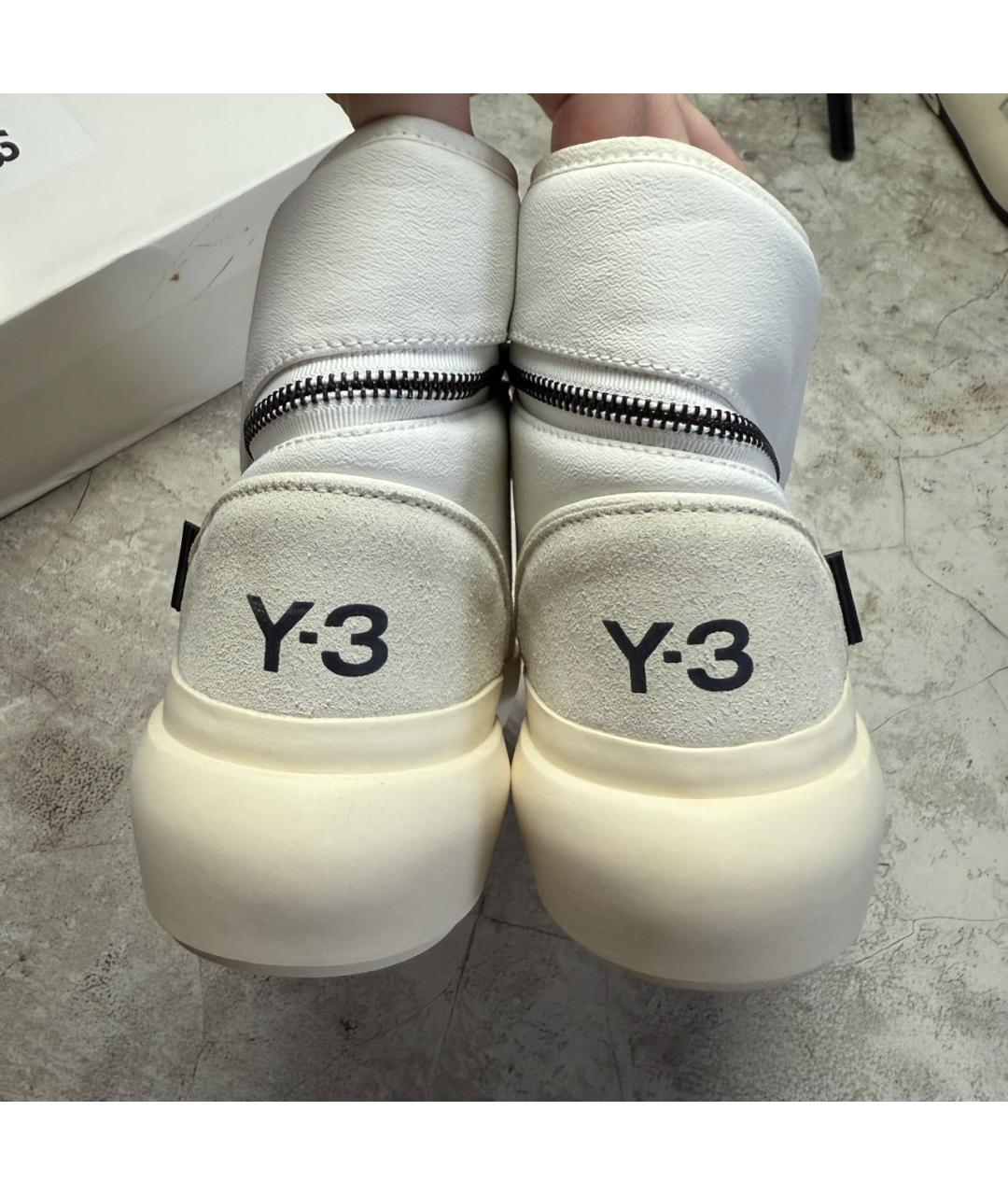 Y-3 Белые кожаные высокие кроссовки / кеды, фото 5