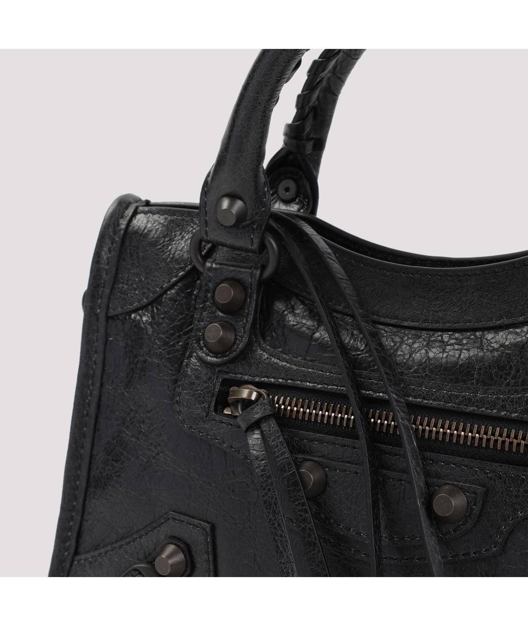 BALENCIAGA Черная кожаная сумка тоут, фото 4