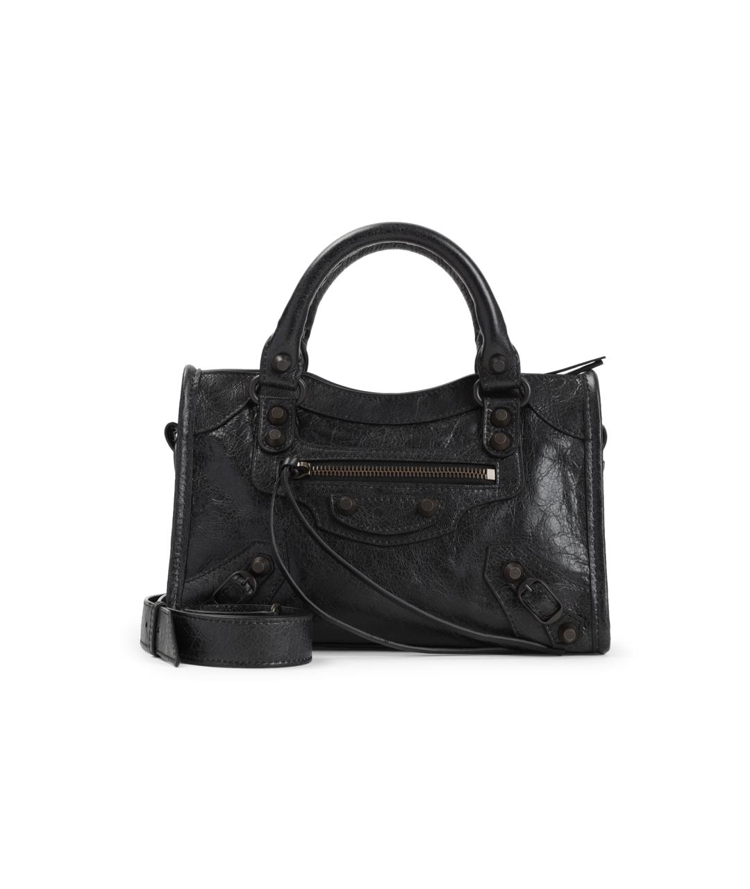 BALENCIAGA Черная кожаная сумка тоут, фото 1