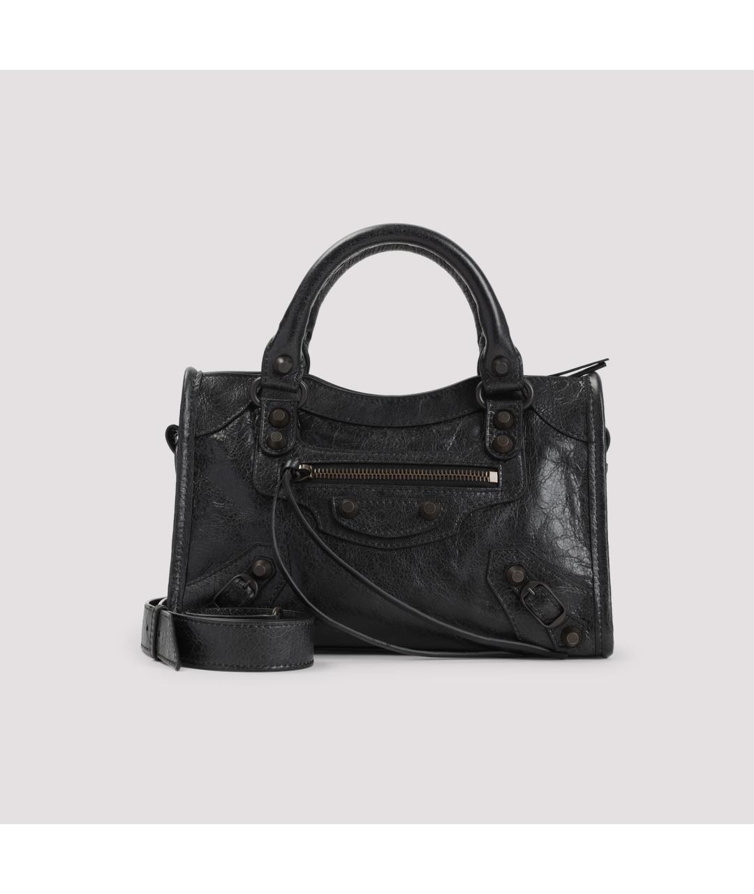 BALENCIAGA Черная кожаная сумка тоут, фото 2