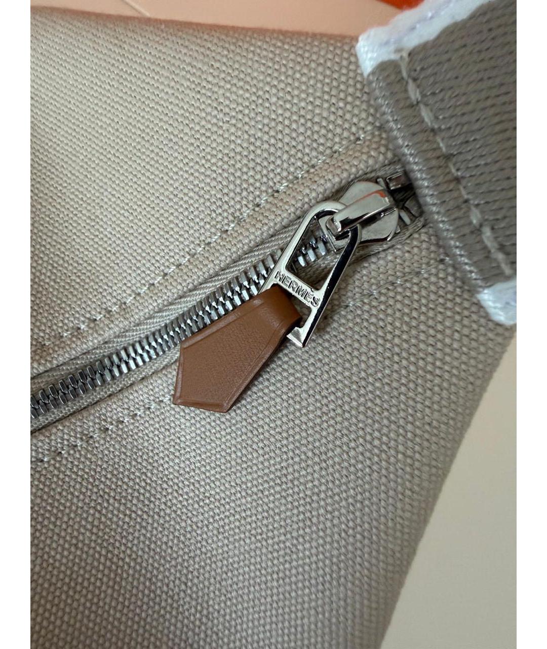 HERMES Бежевая тканевая косметичка, фото 6