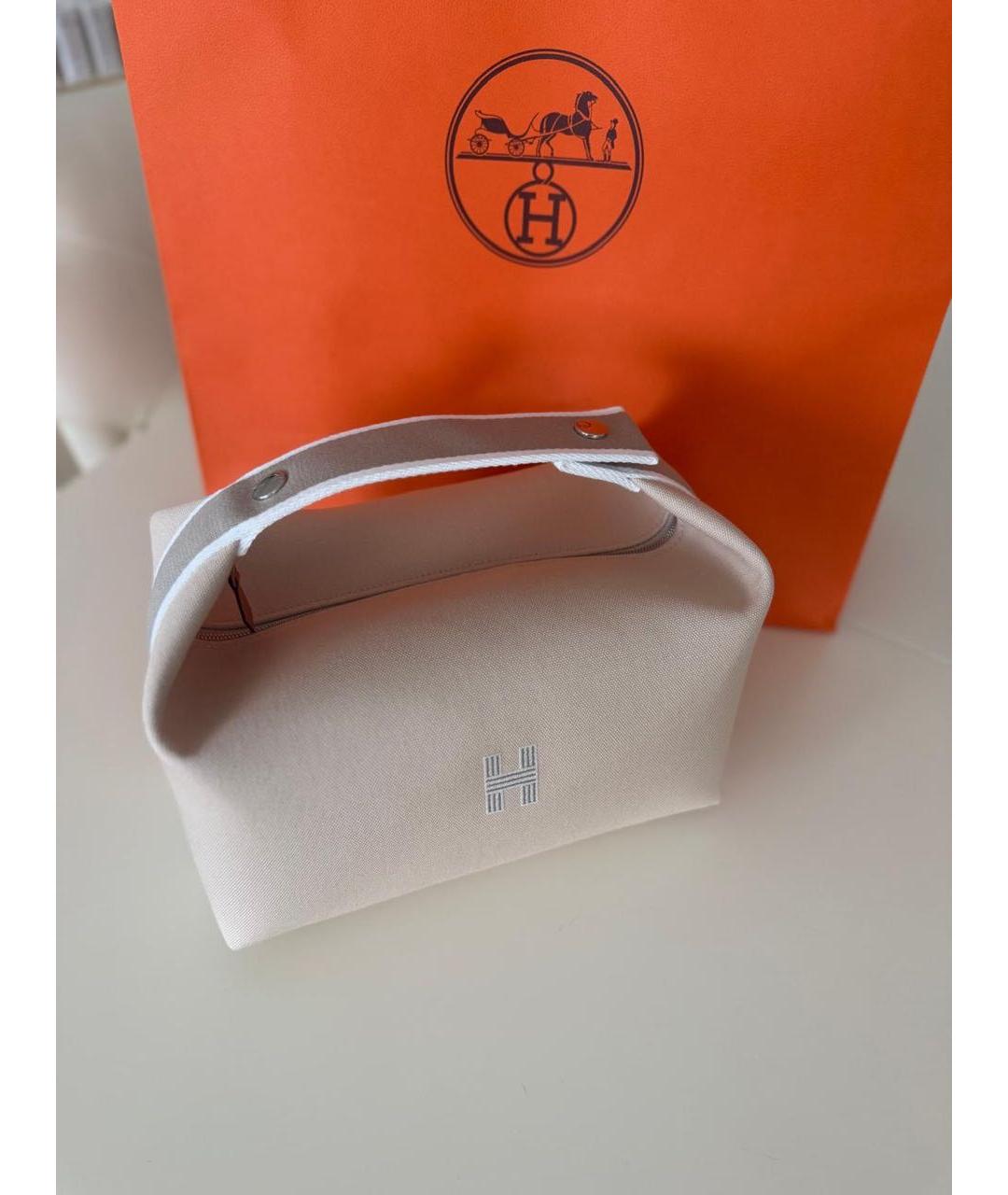 HERMES Бежевая тканевая косметичка, фото 2