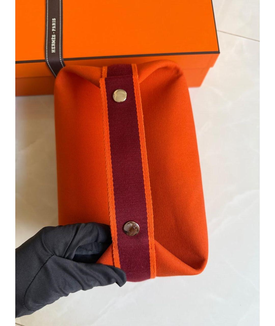 HERMES Оранжевая хлопковая косметичка, фото 3