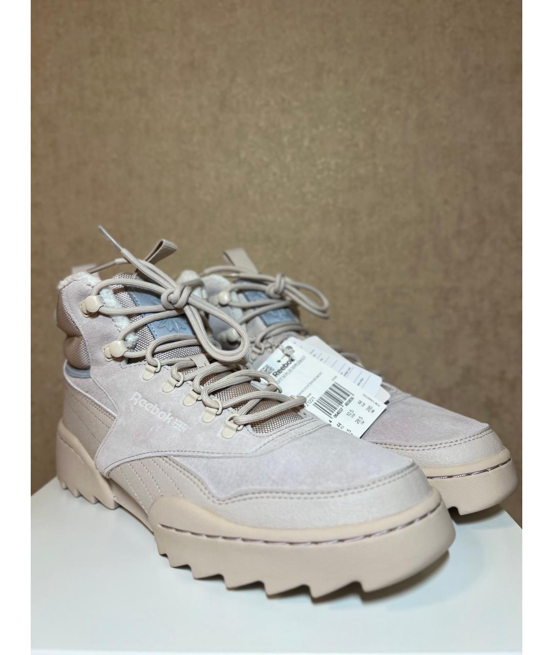 REEBOK Бежевые нубуковые высокие кроссовки / кеды, фото 3