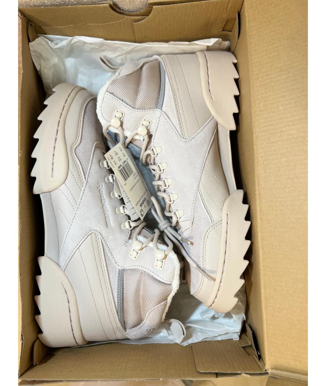 REEBOK Бежевые нубуковые высокие кроссовки / кеды, фото 5