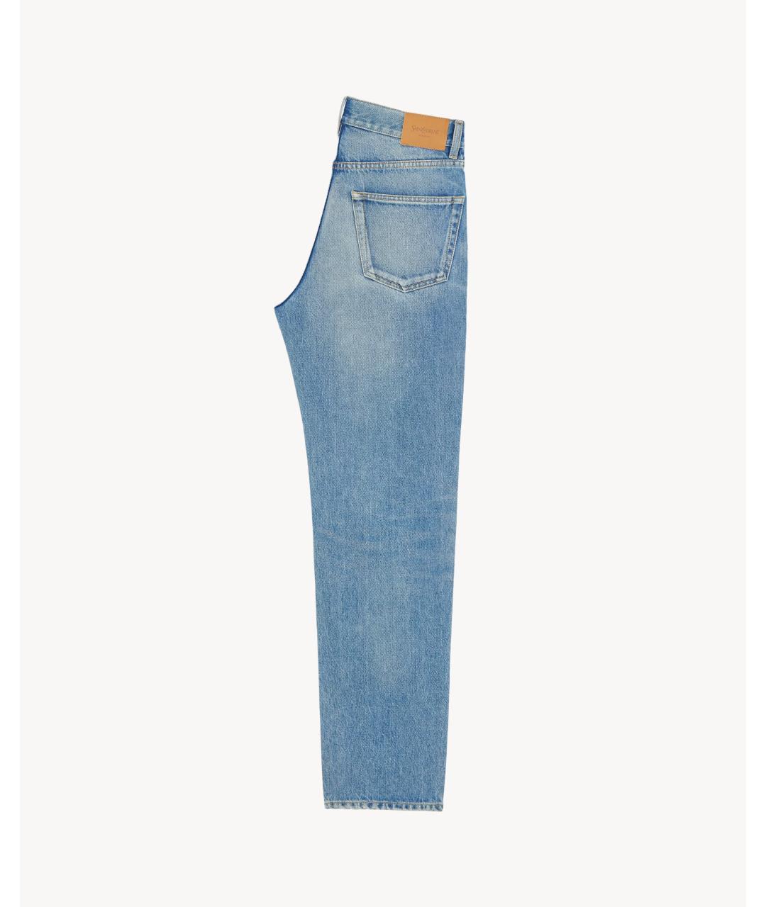 SAINT LAURENT Голубые хлопковые прямые джинсы, фото 2