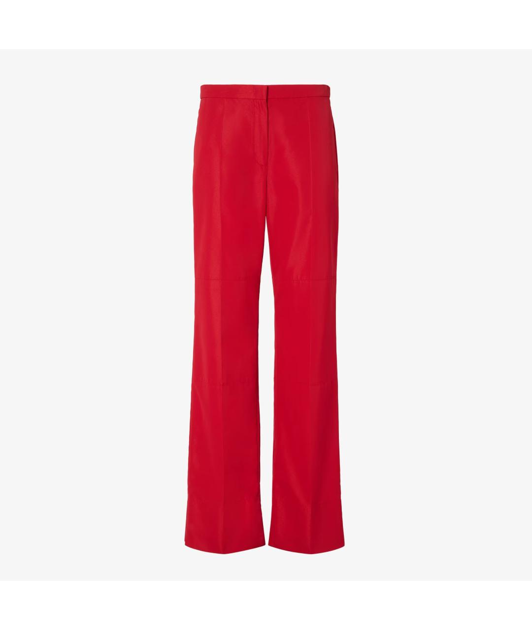 FENDI Красные вискозные прямые брюки, фото 4